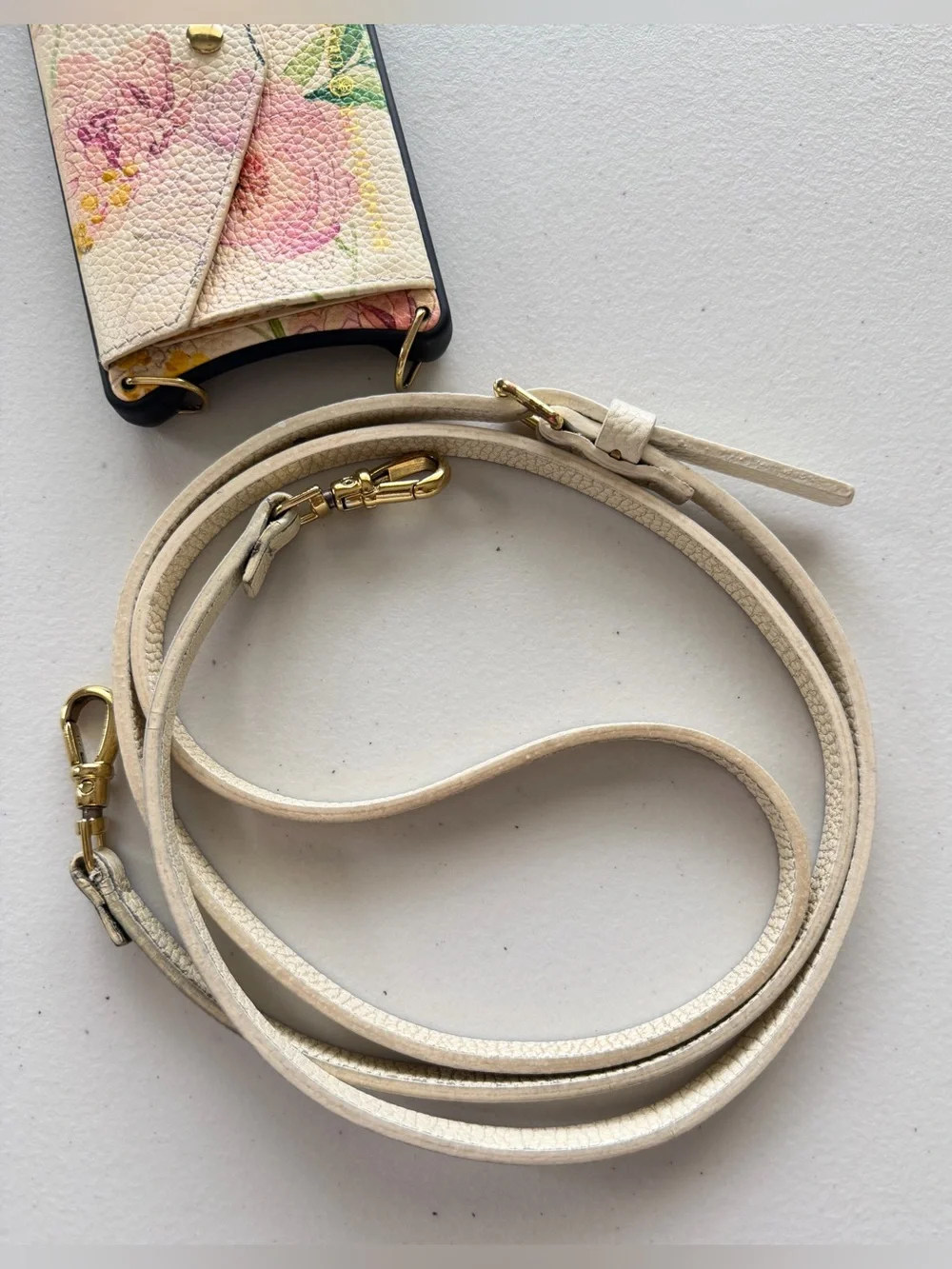 Bandolier Lily Ceci Ivory Floral Gold iPhone 13 Pro Leather Case + Strap